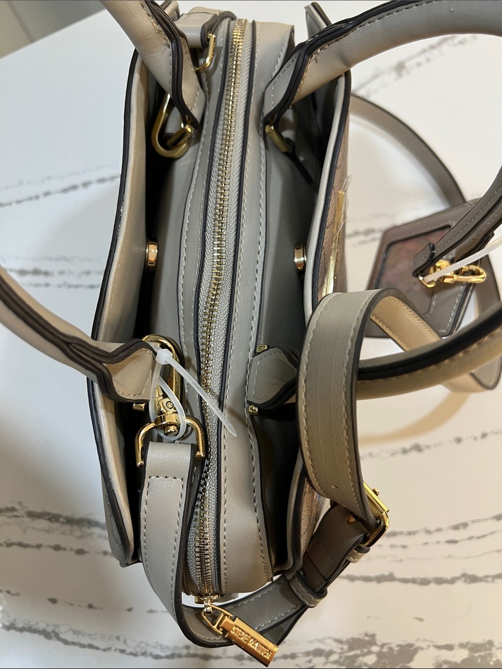 Steve Madden Beige Floral-Embroidered Dome Satchel - Picture 8 of 16